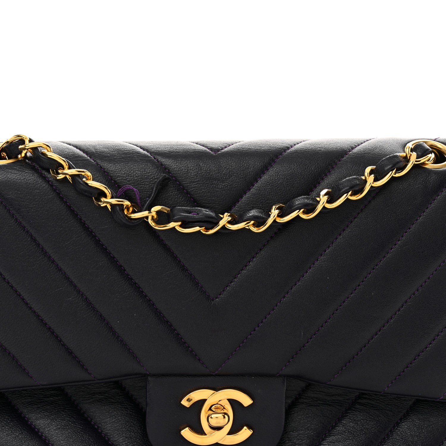 Chanel Lambskin Chevron Quilted Small Double Flap Purple 9 of 14