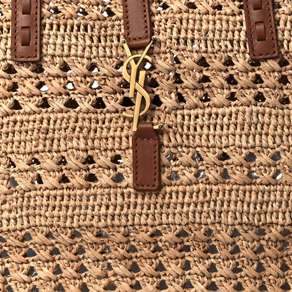 Saint Laurent Raffia Calfskin Medium Panier Tote Naturel 7 of 9