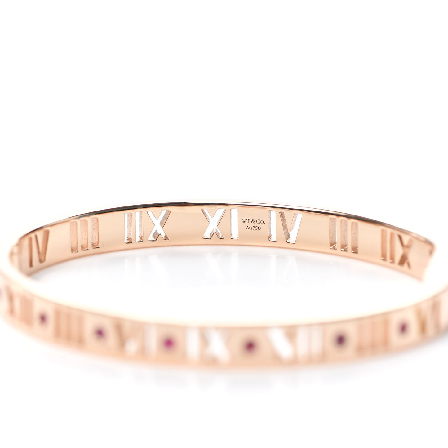 18K Rose Gold Ruby Atlas Pierced Hinged Bangle Bracelet