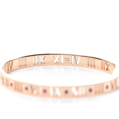 Tiffany 18K Rose Gold Ruby Atlas Pierced Hinged Bangle Bracelet 4 of 6