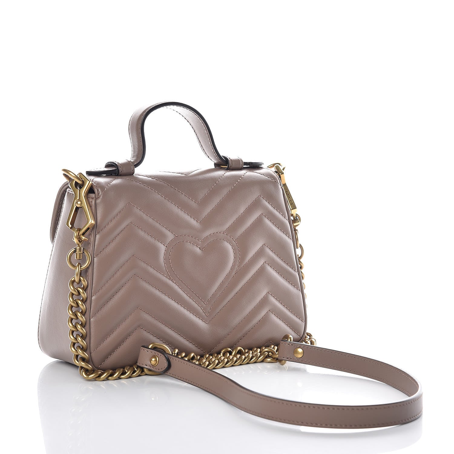 Gucci Calfskin Matelasse Mini GG Marmont Top Handle Shoulder Bag Porcelain Rose 3 of 10