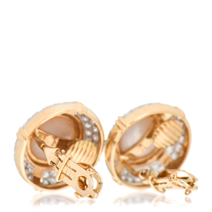Tiffany 18K Yellow Gold Diamond Mabe Pearl Clip-On Earrings 3 of 4