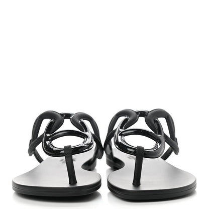 Hermes Rubber Womens Egerie Sandals 36 Black 2 of 8