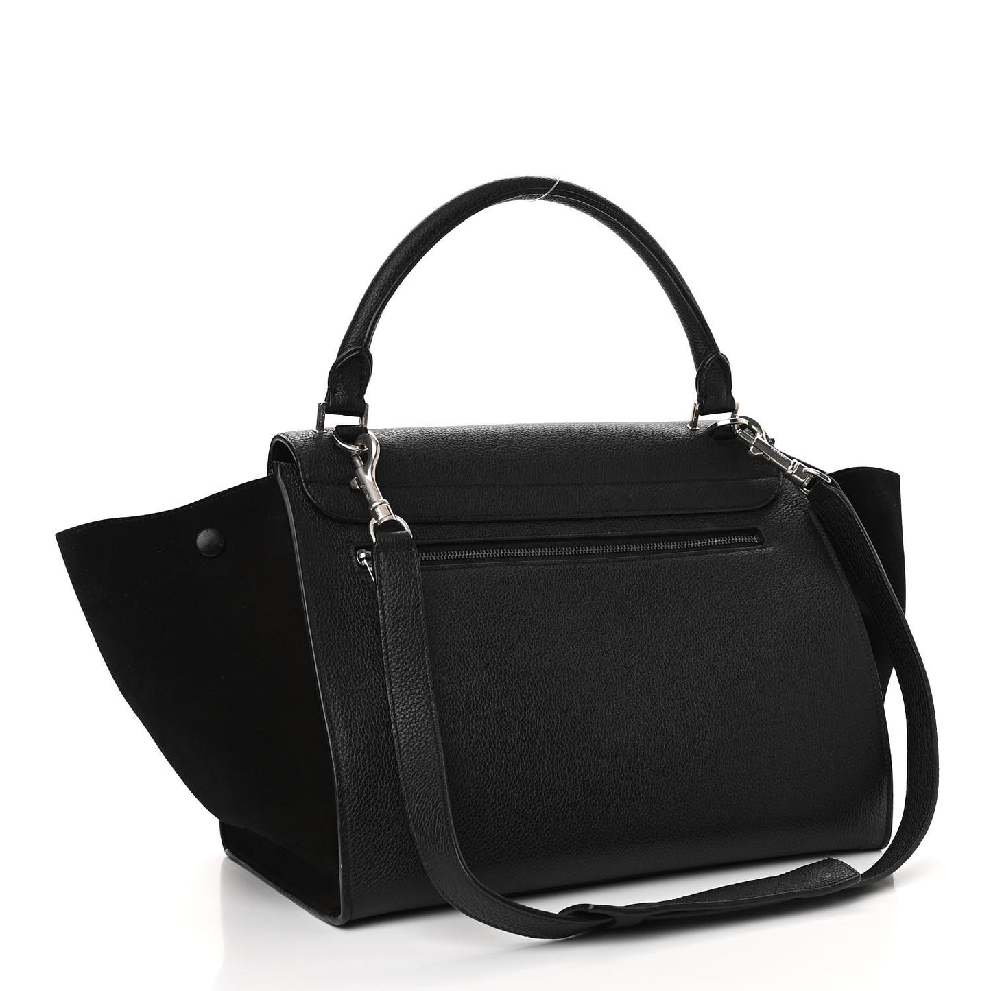 Drummed Calfskin Suede Small Trapeze Black