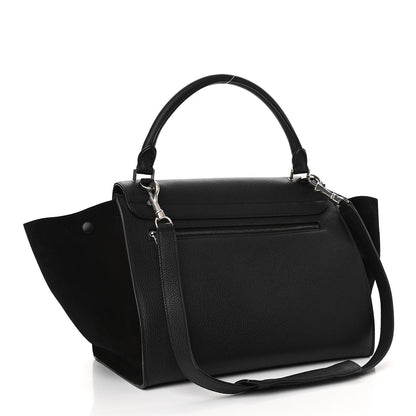 Celine Drummed Calfskin Suede Small Trapeze Black 2 of 8