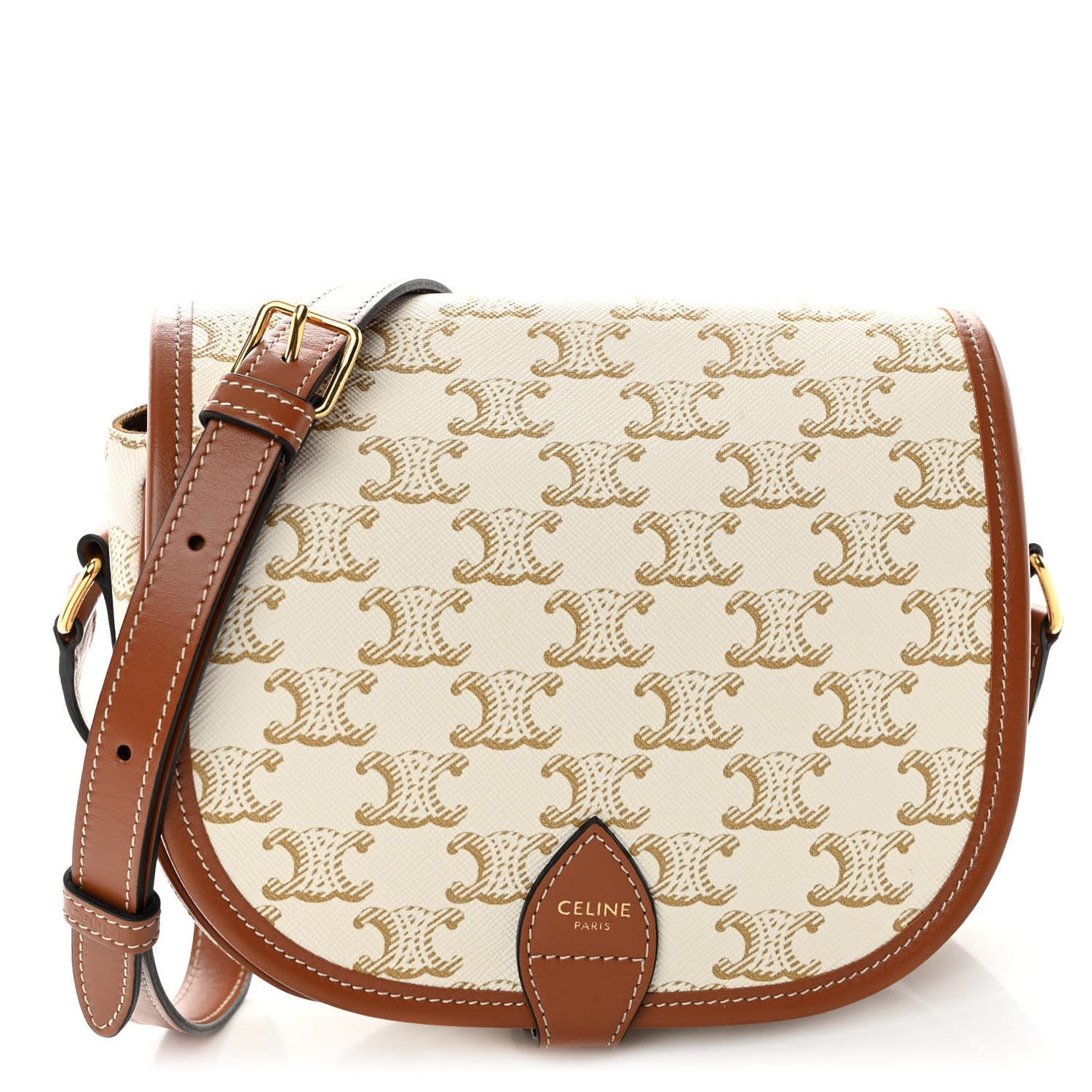 Celine Triomphe Canvas Medium Folco Bag White 1 of 9