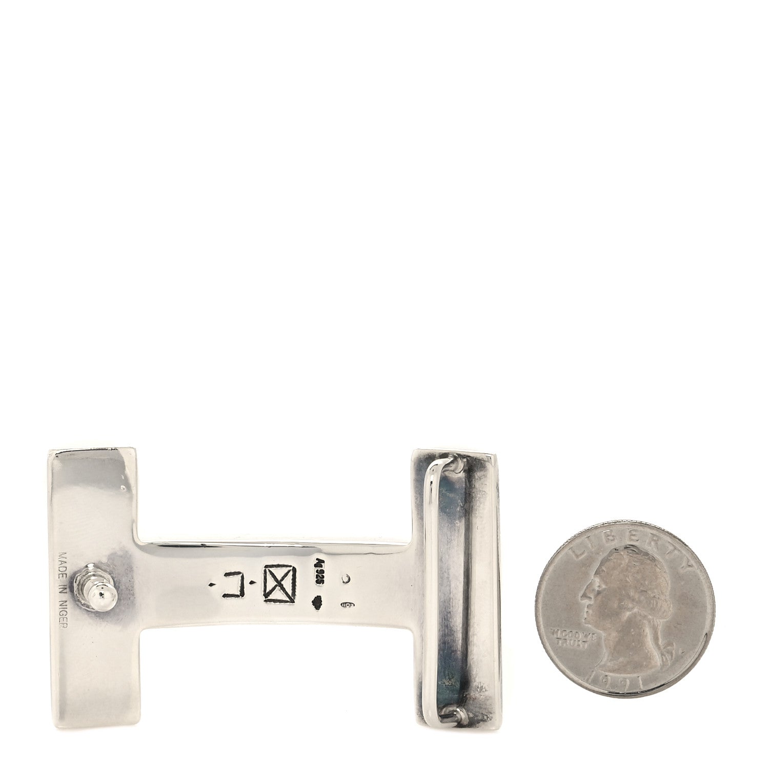 Hermes Sterling Silver Touareg 32mm H Belt Buckle 2 of 4