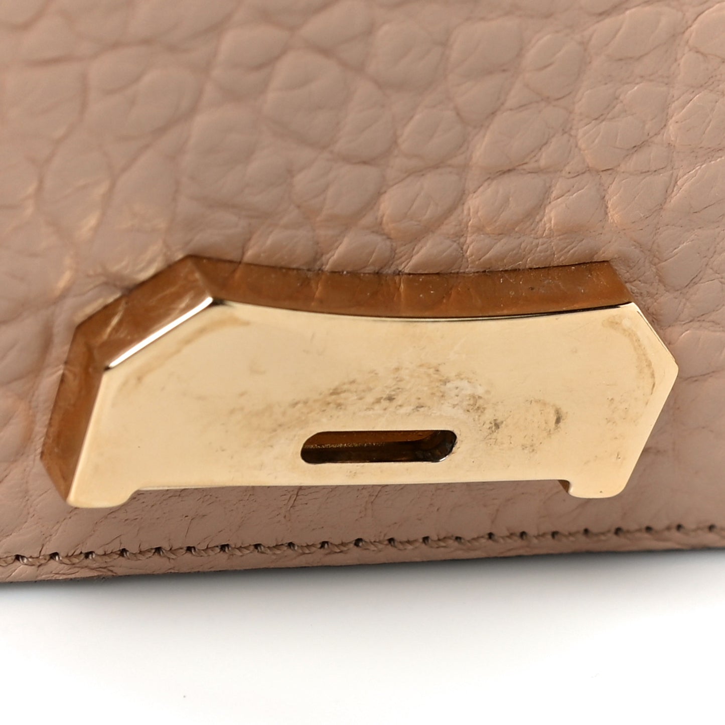 Signature Grain Small Madison Chain Clutch Pale Apricot