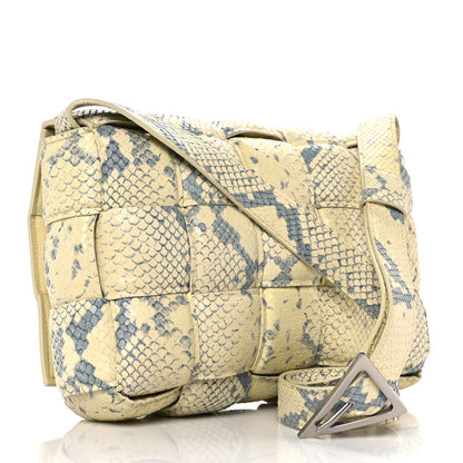 Bottega Veneta Goatskin Python Embossed Padded Cassette Crossbody Bag Kiwi Black Silver 2 of 8