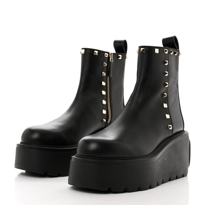 Valentino Garavani Calfskin Rockstud VLOGO Uniqueform Chelsea 55/85mm Flatform Ankle Boots 41 Black 3 of 10