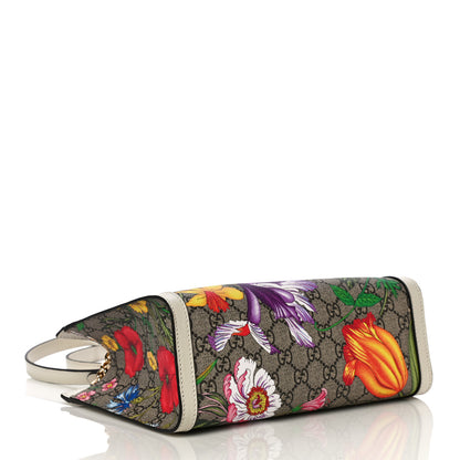 Gucci GG Supreme Monogram Flora Textured Calfskin Small Padlock Tote Beige Ebony Multicolor Mystic White 4 of 11