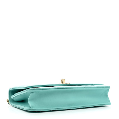 Chanel Lambskin Quilted Trendy CC Wallet On Chain WOC Turquoise 4 of 10