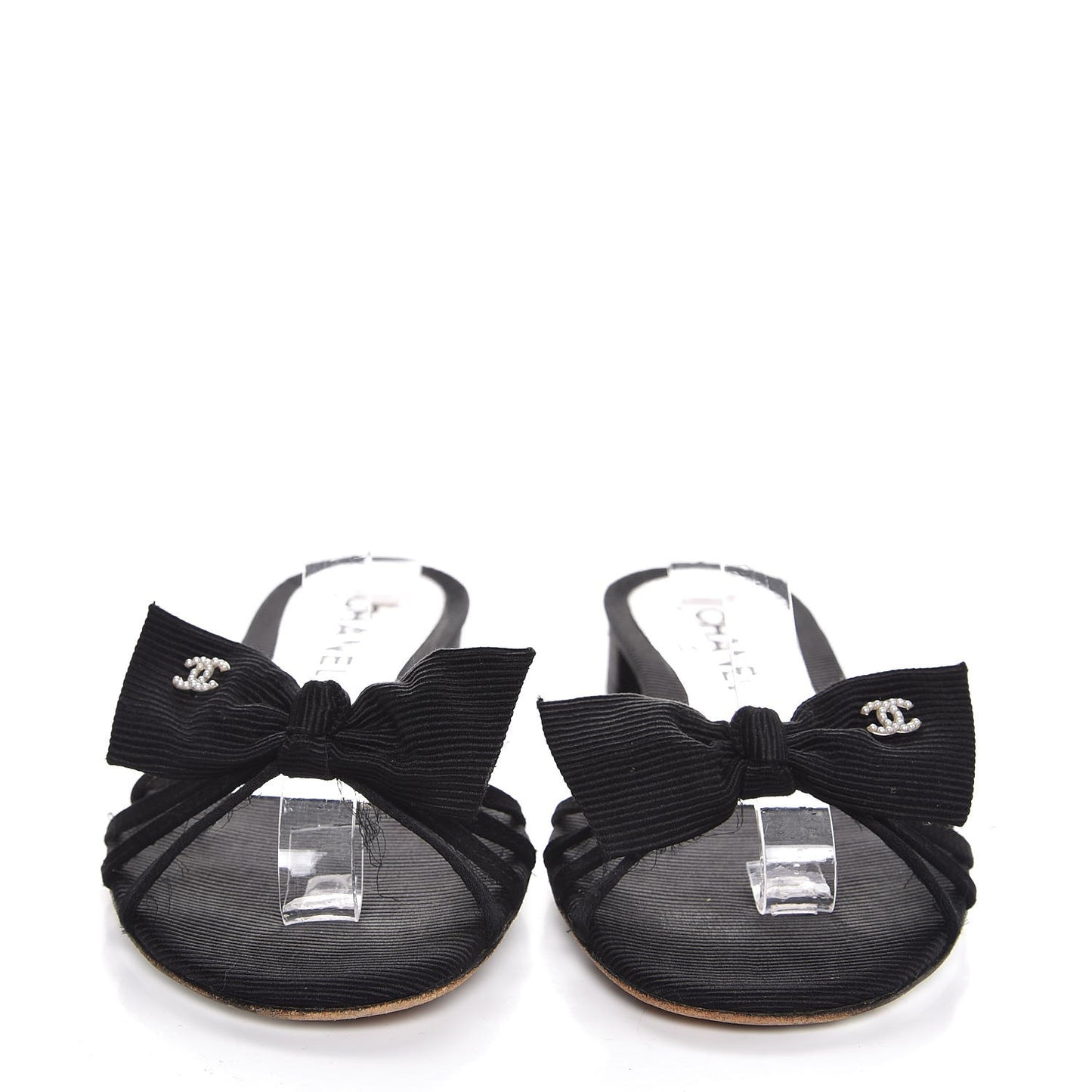 Grosgrain Pearl CC Bow Sandals 36.5 Black