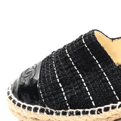 Chanel Tweed Patent CC Espadrilles 36 Black White 10 of 10