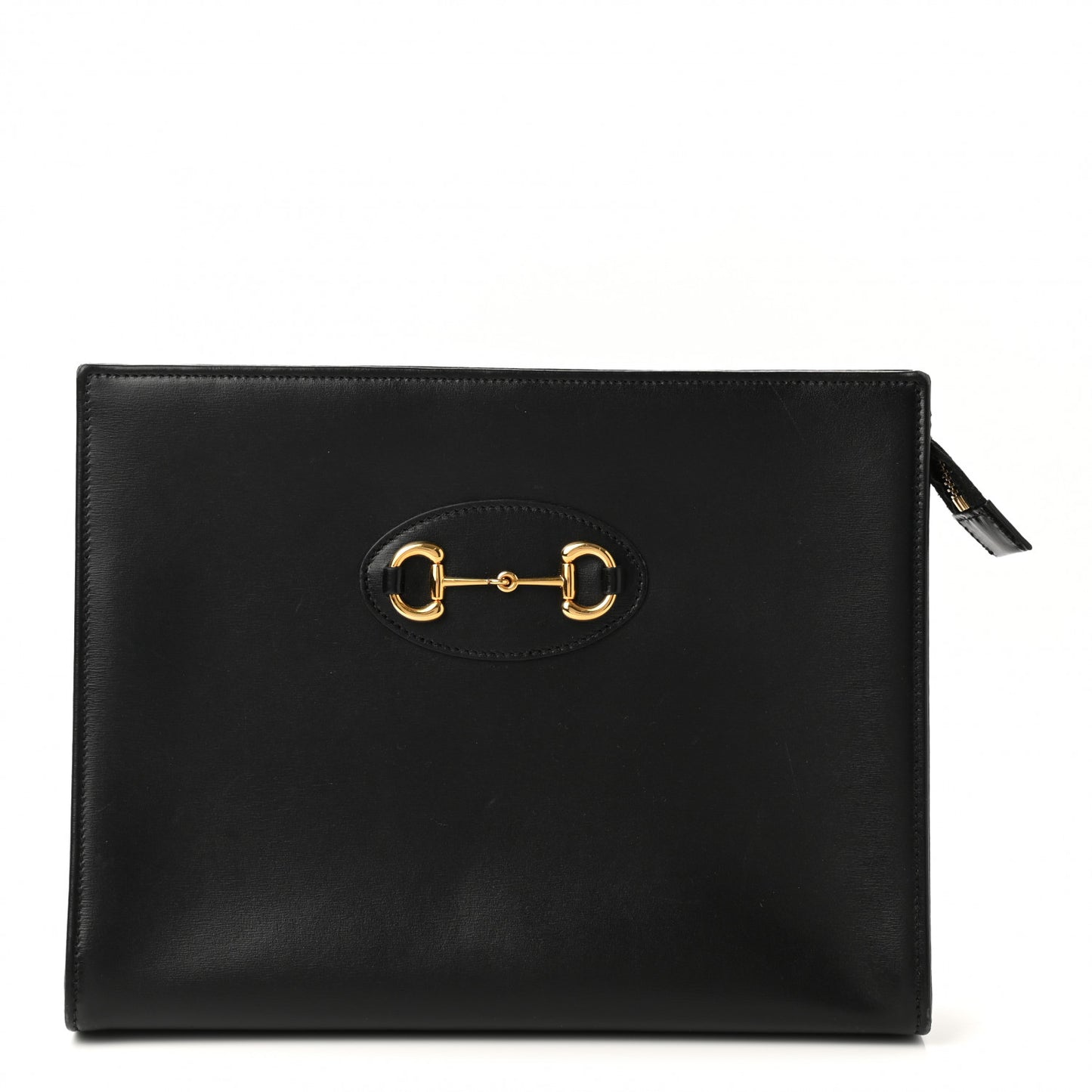 Textured Calfskin Horsebit 1955 Zip Pouch Black