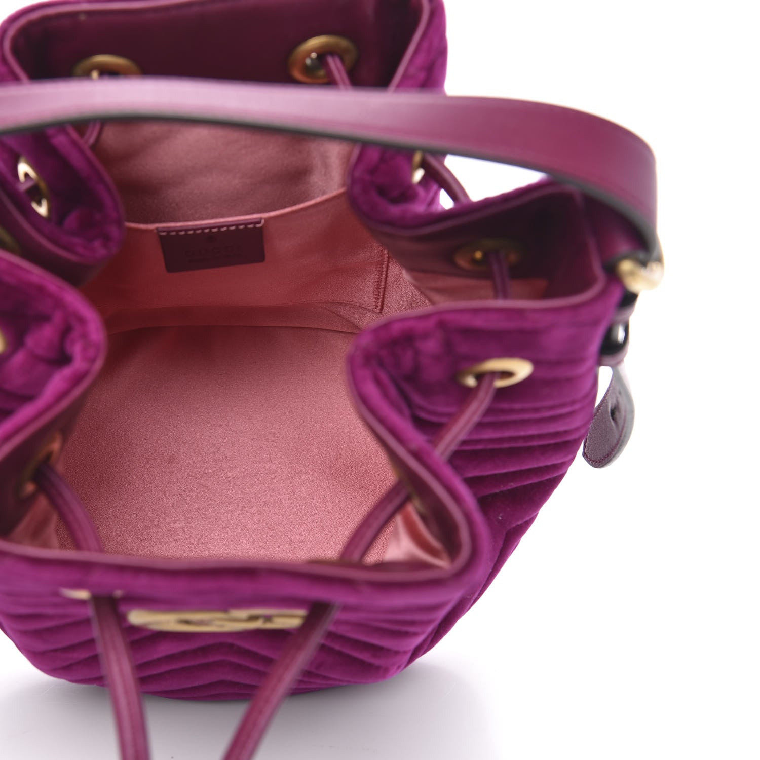 Gucci Velvet Matelasse GG Marmont Bucket Bag Fuchsia Violet Cyclamen 5 of 12