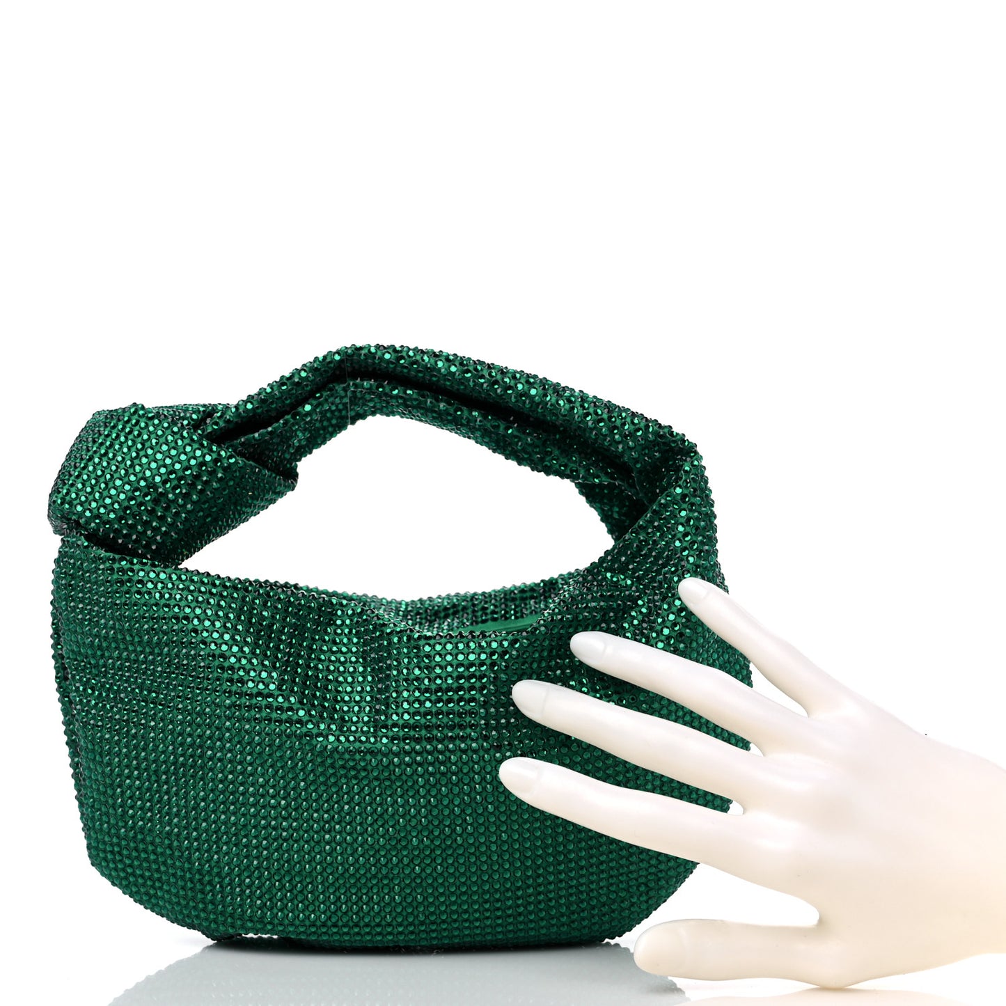 Crystal Embellished Satin Mini Hotfix Jodie Emerald