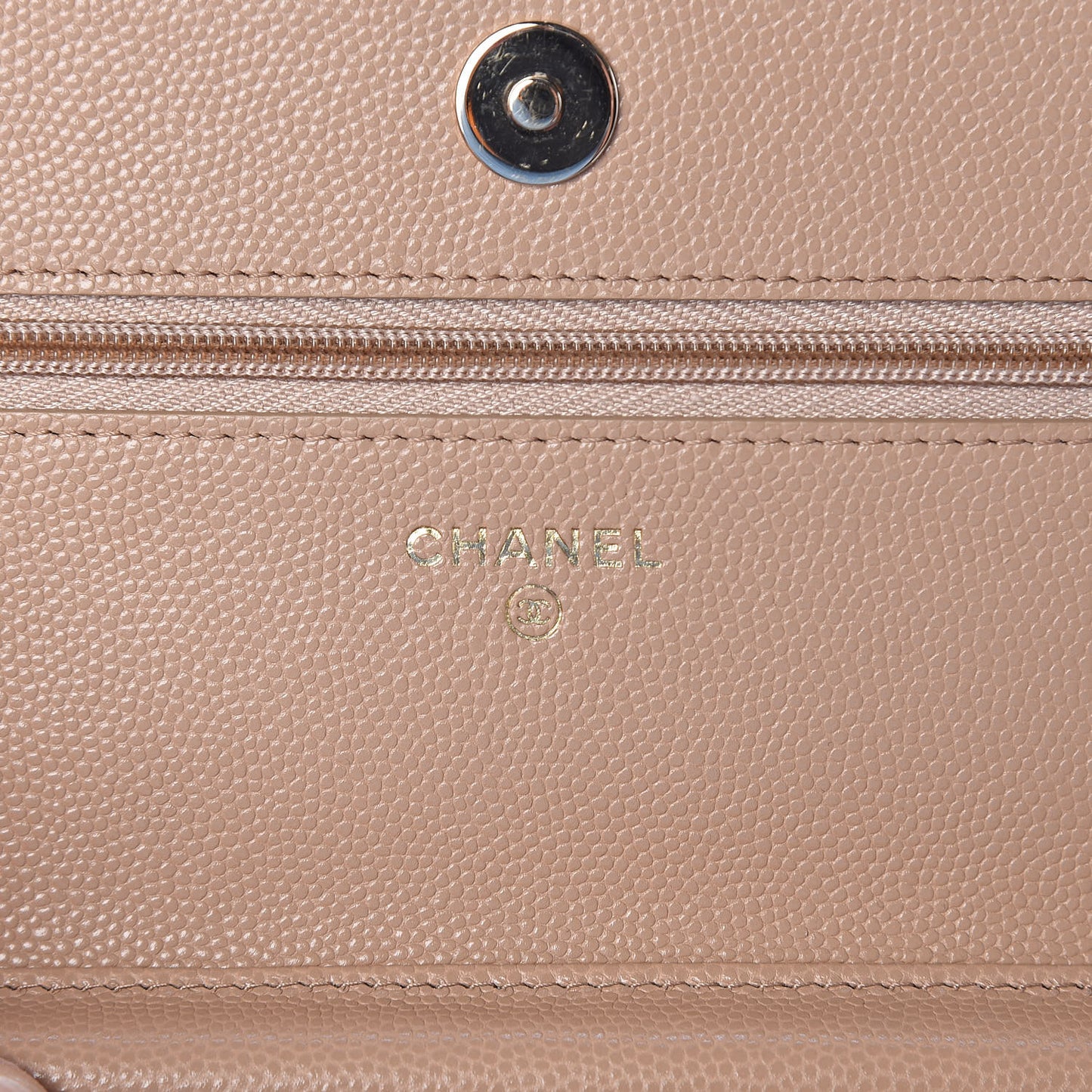 Caviar Quilted Wallet On Chain WOC Beige