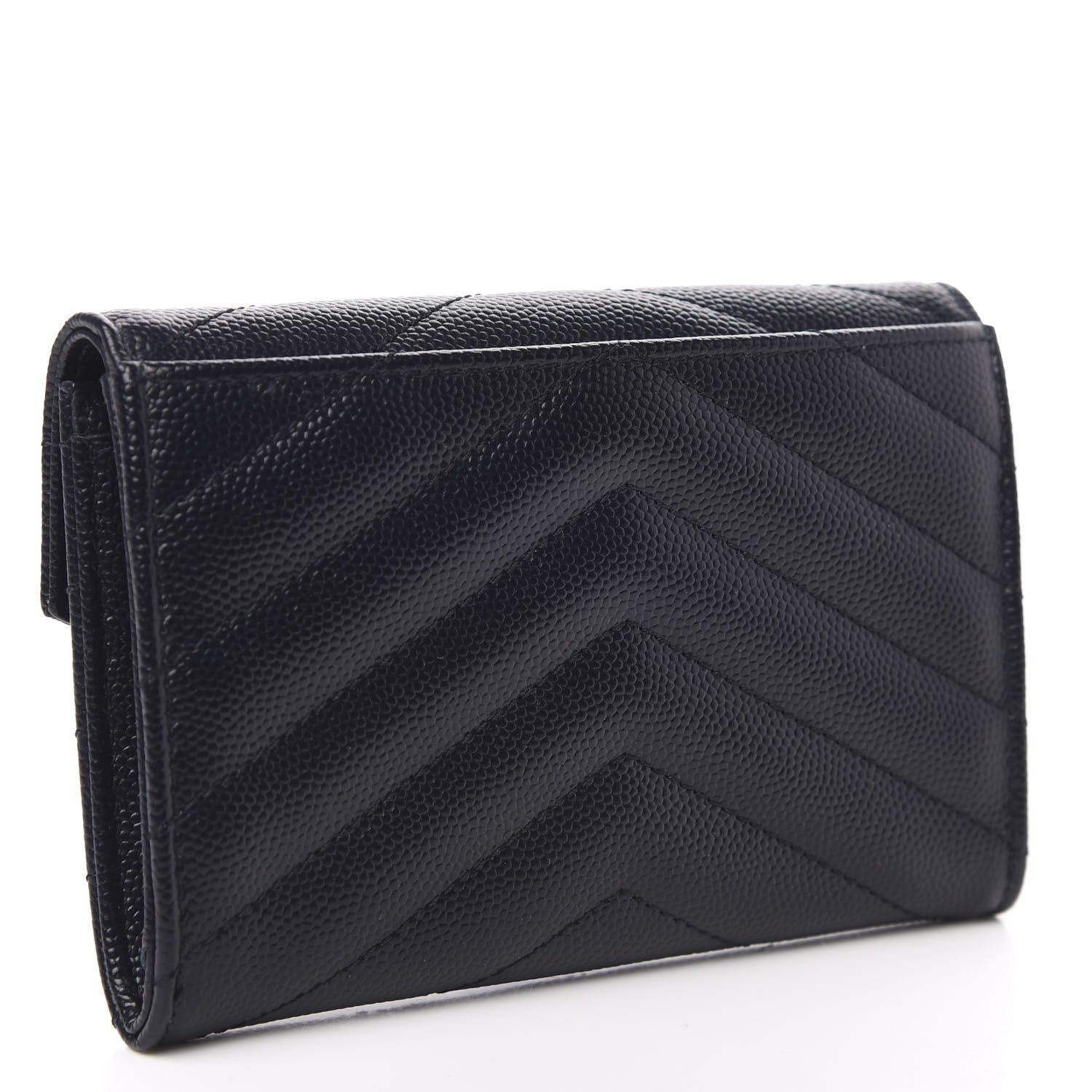 Saint Laurent Grain De Poudre Matelasse Chevron Small Monogram Envelope Wallet Deep Marine 3 of 8