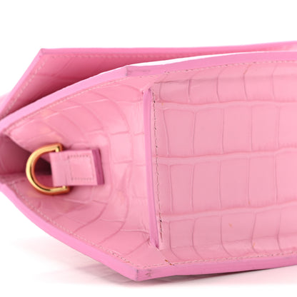 Jacquemus Calfskin Crocodile Embossed Le Chiquito Pink 8 of 9
