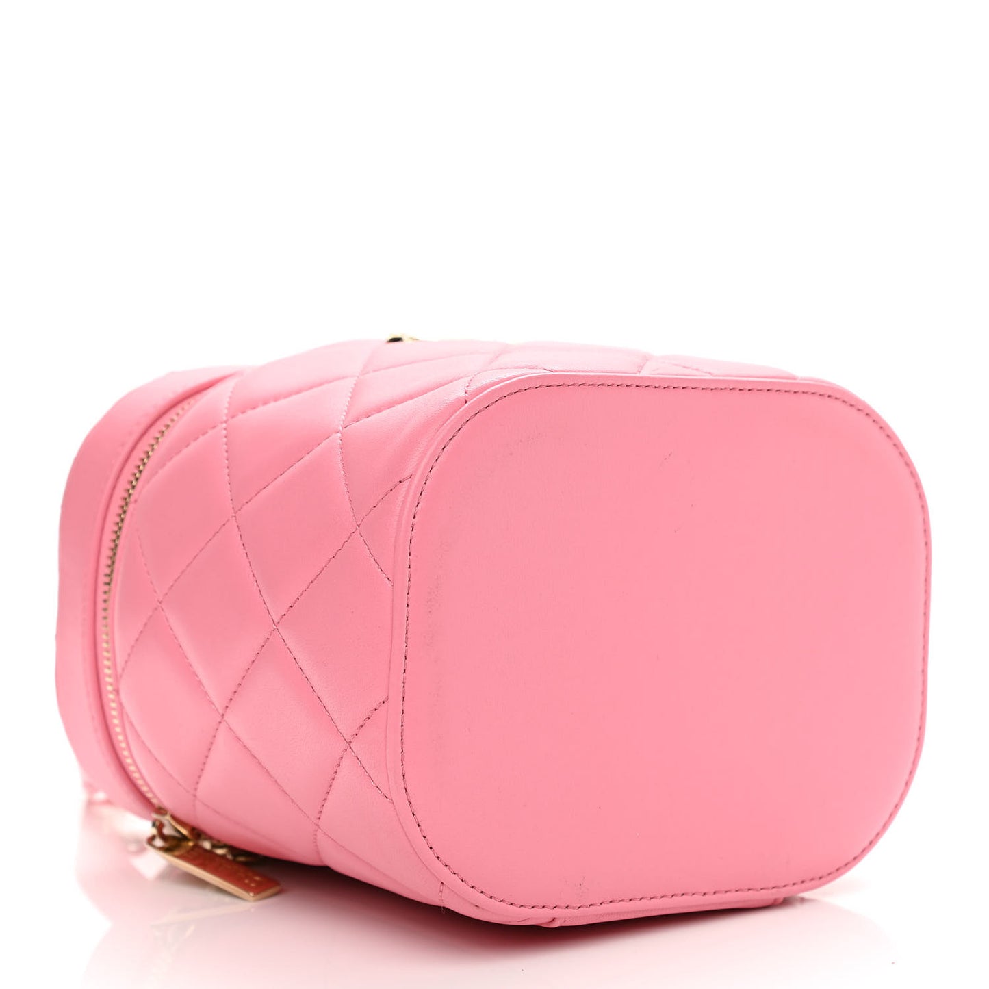 Lambskin Quilted Trendy Vanity Case Pink
