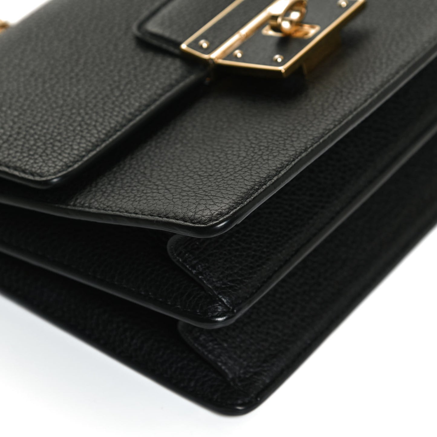Grained Calfskin Rosalia Shoulder Bag Black
