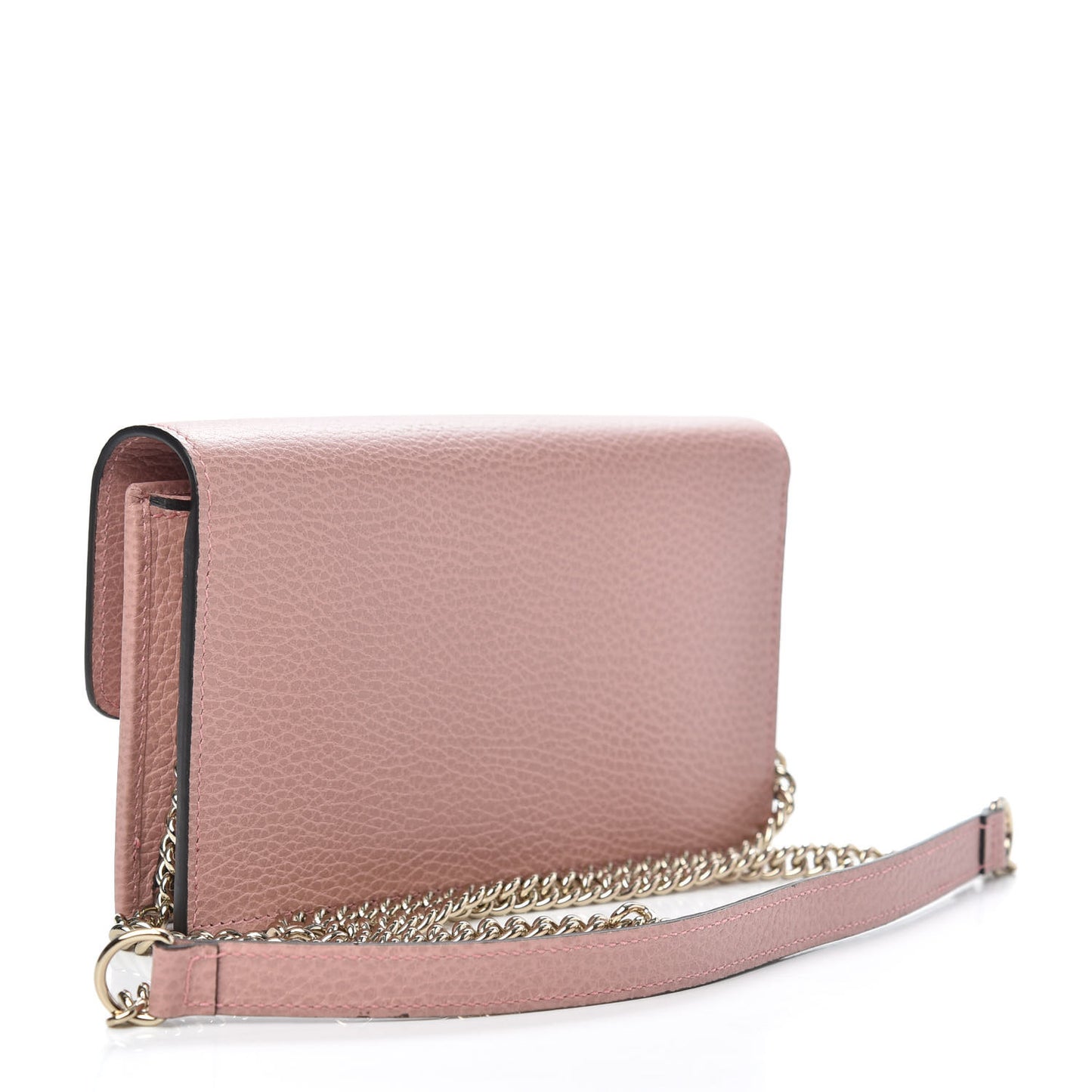 Dollar Calfskin Interlocking G Chain Wallet Soft Pink