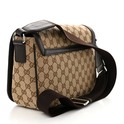 Gucci Monogram Flap Messenger Bag Beige Dark Brown 3 of 13