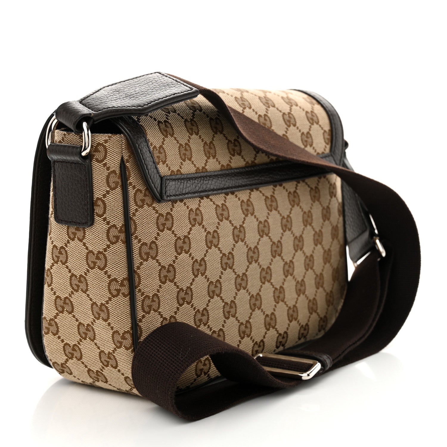 Gucci Monogram Flap Messenger Bag Beige Dark Brown 3 of 13