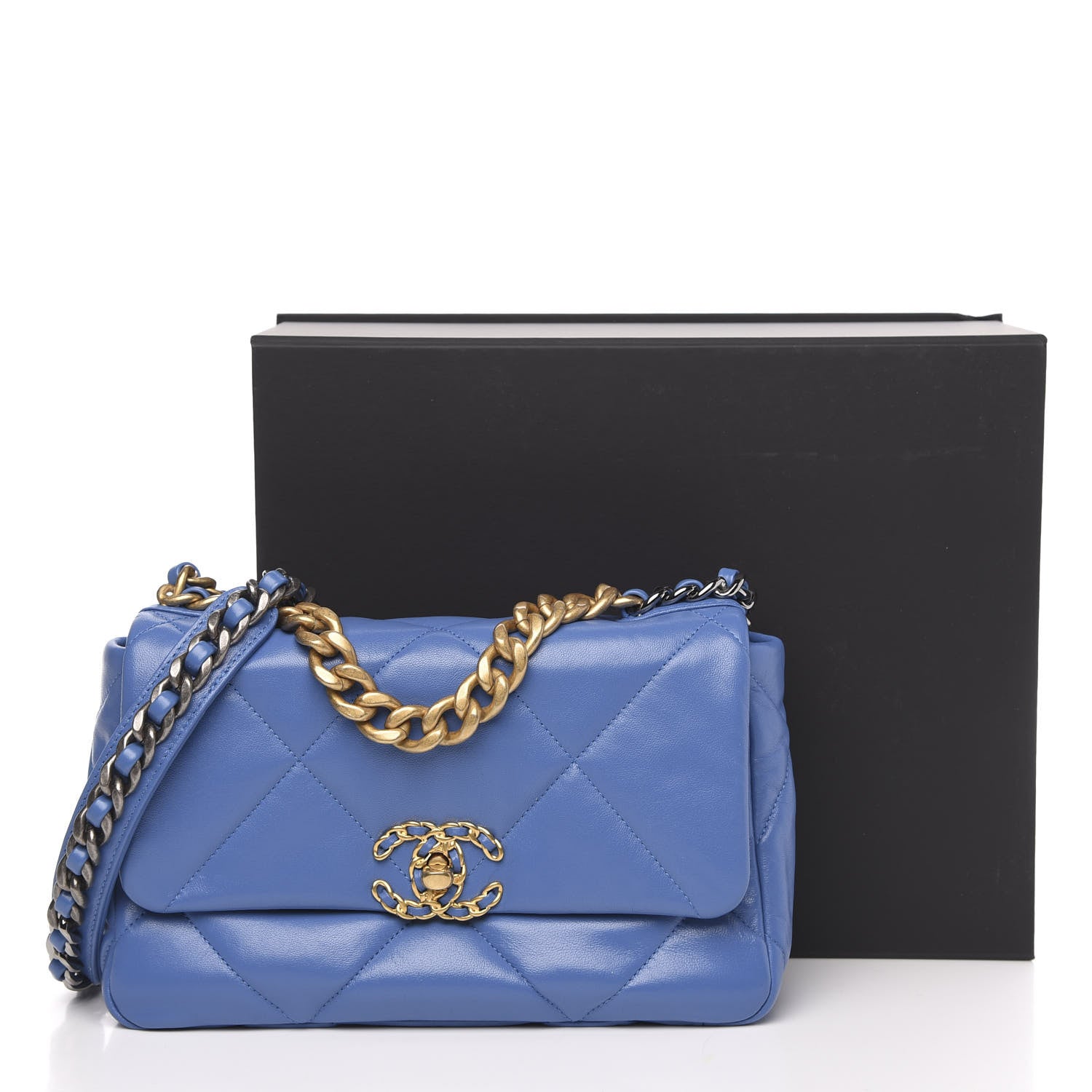 Chanel Lambskin Quilted Medium 19 Flap Blue 11 of 11