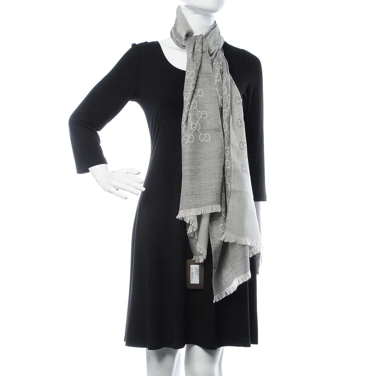 Gucci Wool Silk GG Monogram GGNat Scarf Lead 2 of 5
