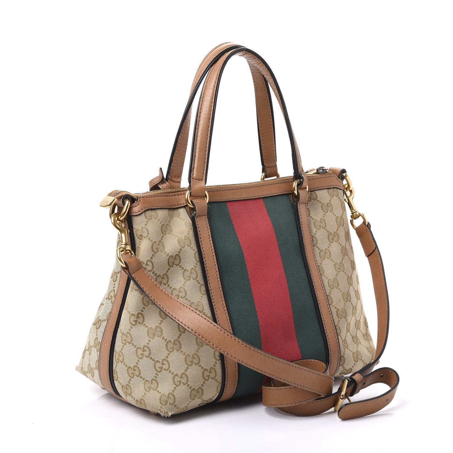 Gucci Monogram Web Rania Top Handle Bag Natural 2 of 16