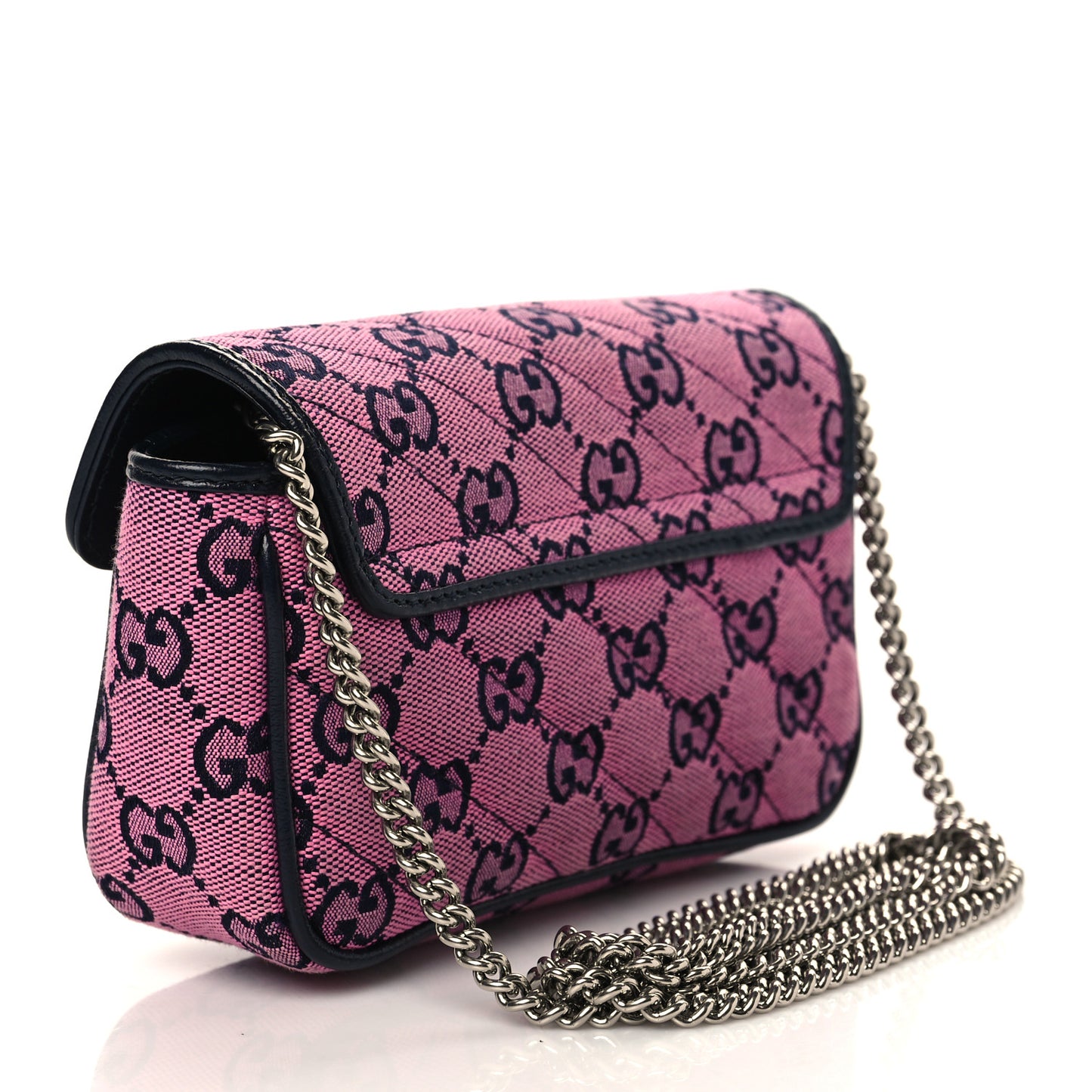 Monogram Multicolor Matelasse Diagonal Super Mini GG Marmont Shoulder Bag Pink Blue