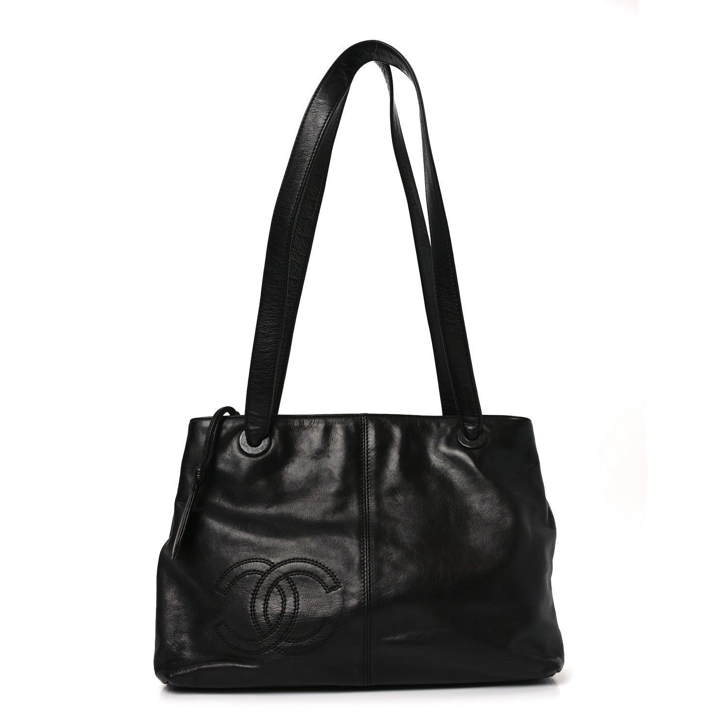 Chanel Lambskin CC Stitched Tote Black 1 of 10