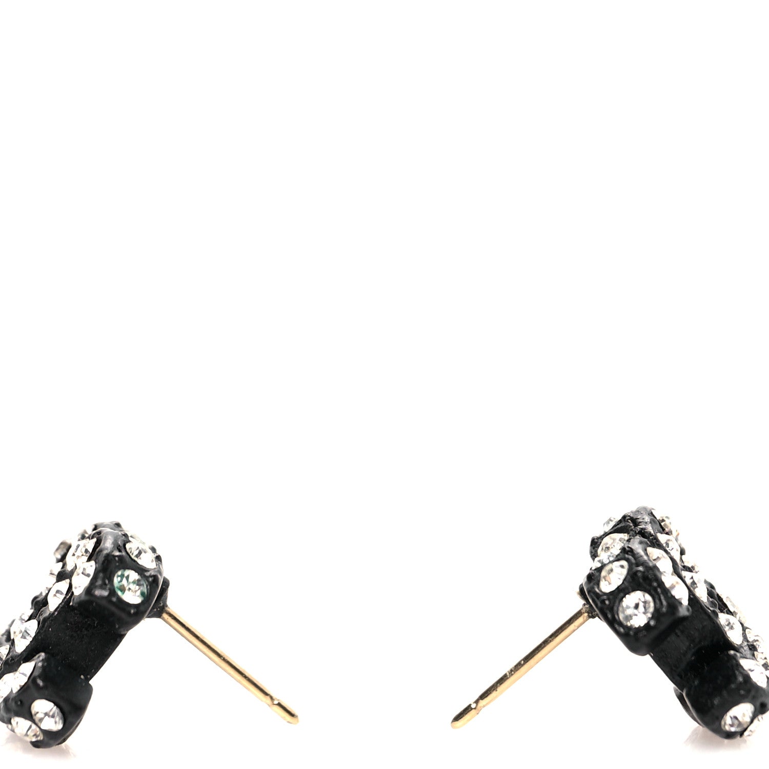 Chanel Crystal CC Earrings Black 3 of 4