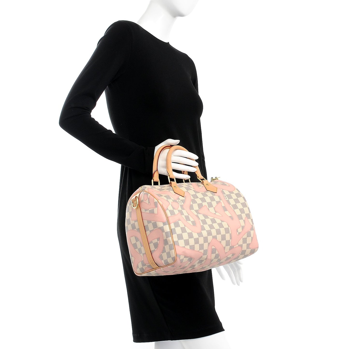 Damier Azur Tahitienne Speedy Bandouliere 30 Rose Ballerine