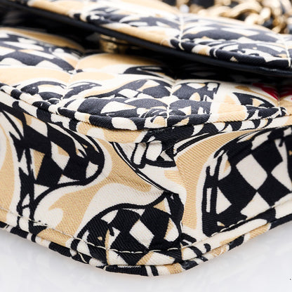 Chanel Canvas Check Flag Printed CC Clutch With Chain Beige Multicolor 9 of 9