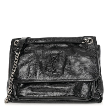 Saint Laurent Crinkled Calfskin Monogram Medium Niki Chain Satchel Black 1 of 10
