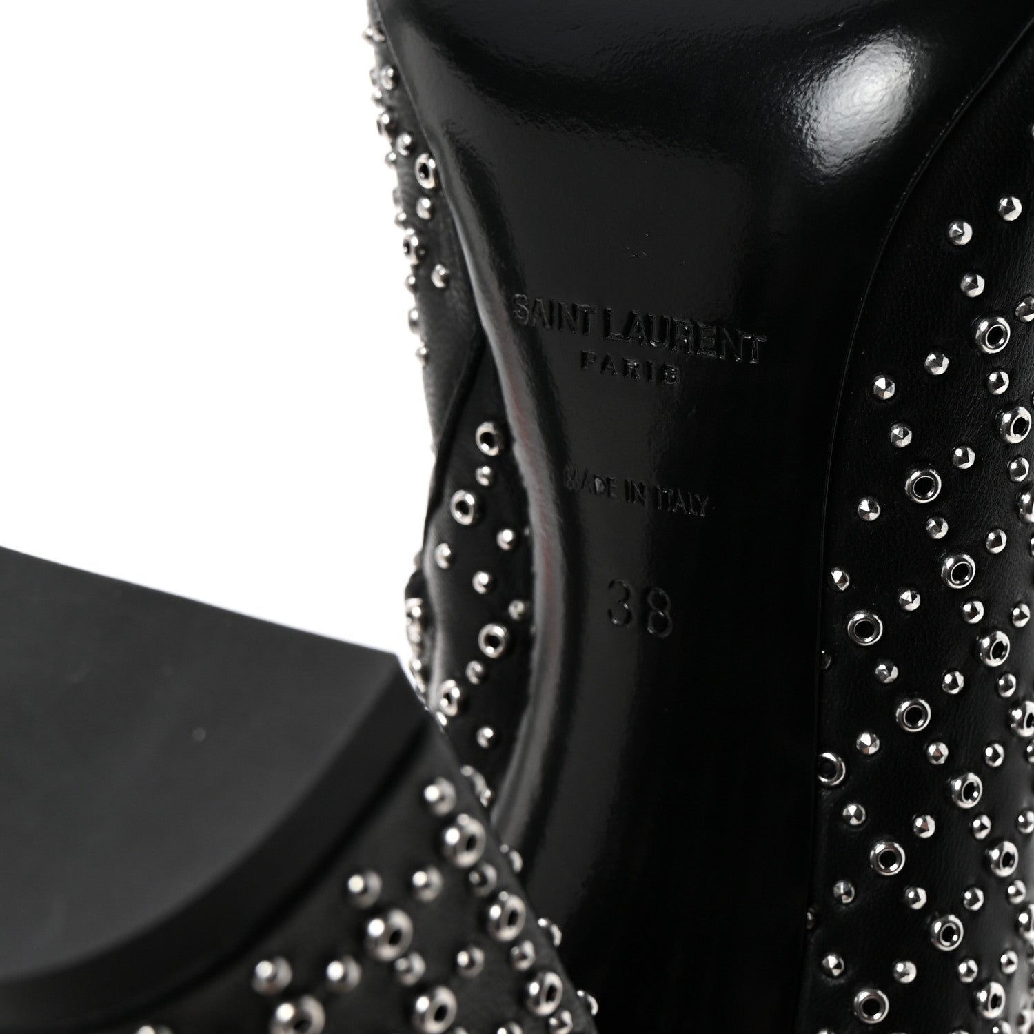 Saint Laurent Nappa Studded Joplin Buckle Booties 38 Black 7 of 10