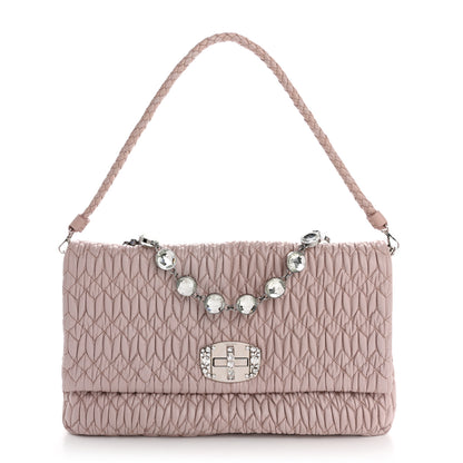 Miu Miu Nappa Matelasse Crystal Flap Clutch Cammeo 1 of 14