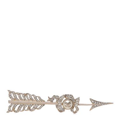 Chanel Crystal Pearl CC Arrow Brooch Gold 1 of 5