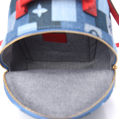 Louis Vuitton Denim Damier Monogram Patchwork Palm Springs Backpack Mini Blue Rouge 5 of 10