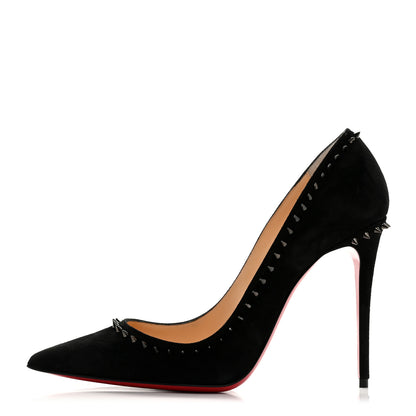 Christian Louboutin Suede Studded Anjalina 100 Pumps 38.5 Black 1 of 9