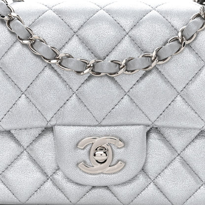 Chanel Metallic Lambskin Quilted Mini Rectangular Flap Silver 8 of 10