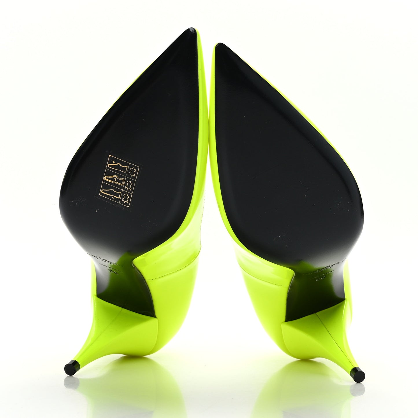 Patent Calfskin Kiki 85 Pumps 36 Yellow Fluo