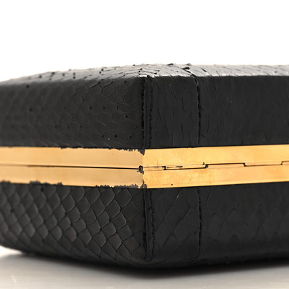 Alexander McQueen Snakeskin Poppy Cage Knuckle Box Clutch Black 9 of 13