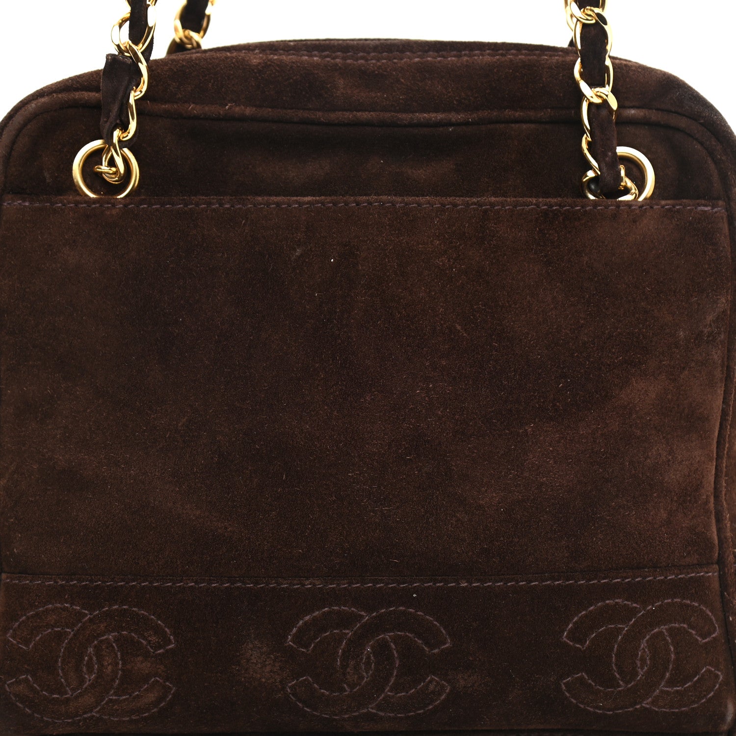 Chanel Suede CC Shopping Tote Dark Brown 6 of 10
