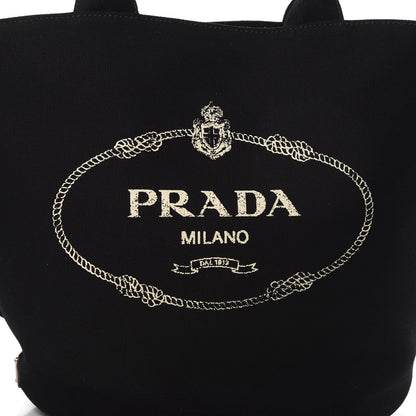 Prada Canapa Small Shopping Tote Black 10 of 10