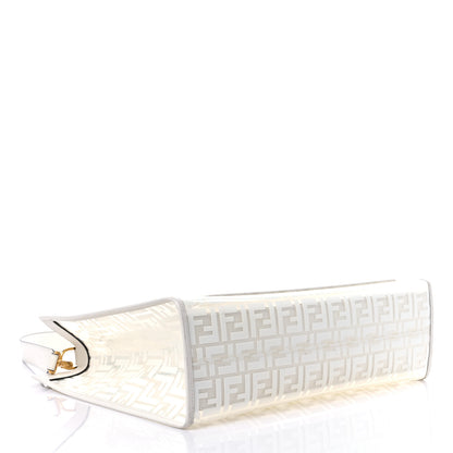 Fendi TPU FF Vitello Century Plexiglass Medium Runaway Shopper Tote White 3 of 7