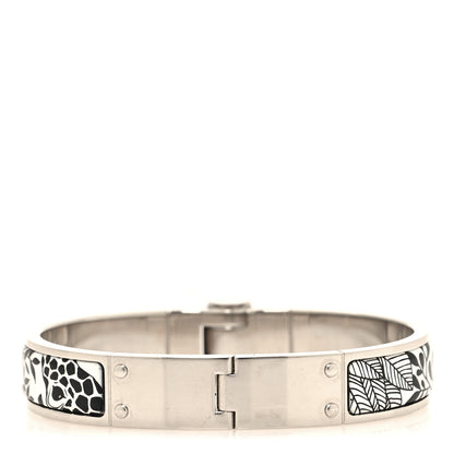 Hermes Enamel Printed Charniere Tendresse Feline Tattoo Hinged Bracelet M Positif Negatif 3 of 4